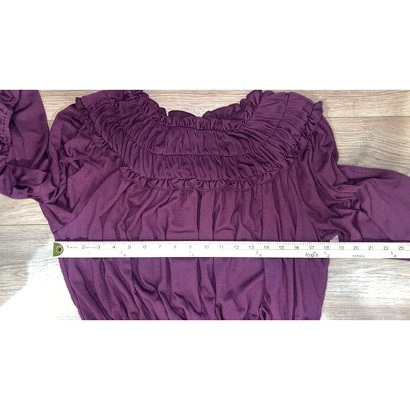 Women’s Ann Taylor Maroon Long Sleeve Dress Smocked Neck Size Medium - Picture 5 of 7